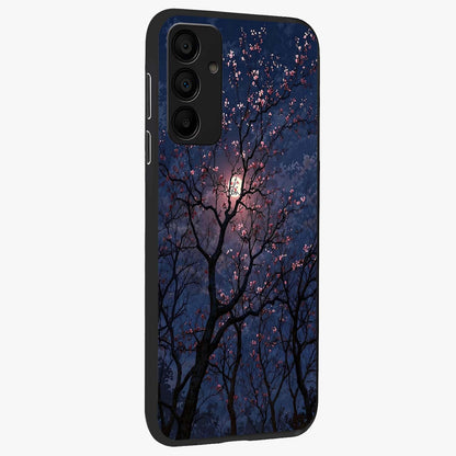 Twilight Sakura Serenade Glass Case upright view showcasing beautiful cherry blossom artwork with serene evening theme.