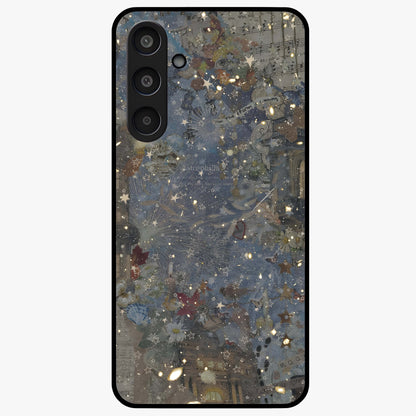 Aesthetic Astrolophia Glass Case showing flat back view with dreamy aesthetic design and glossy glass finish.