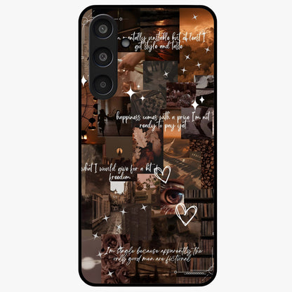 Bittersweet Aesthetic Chaos Glass Case showing flat back view with artistic chaotic aesthetic design and glossy glass finish.