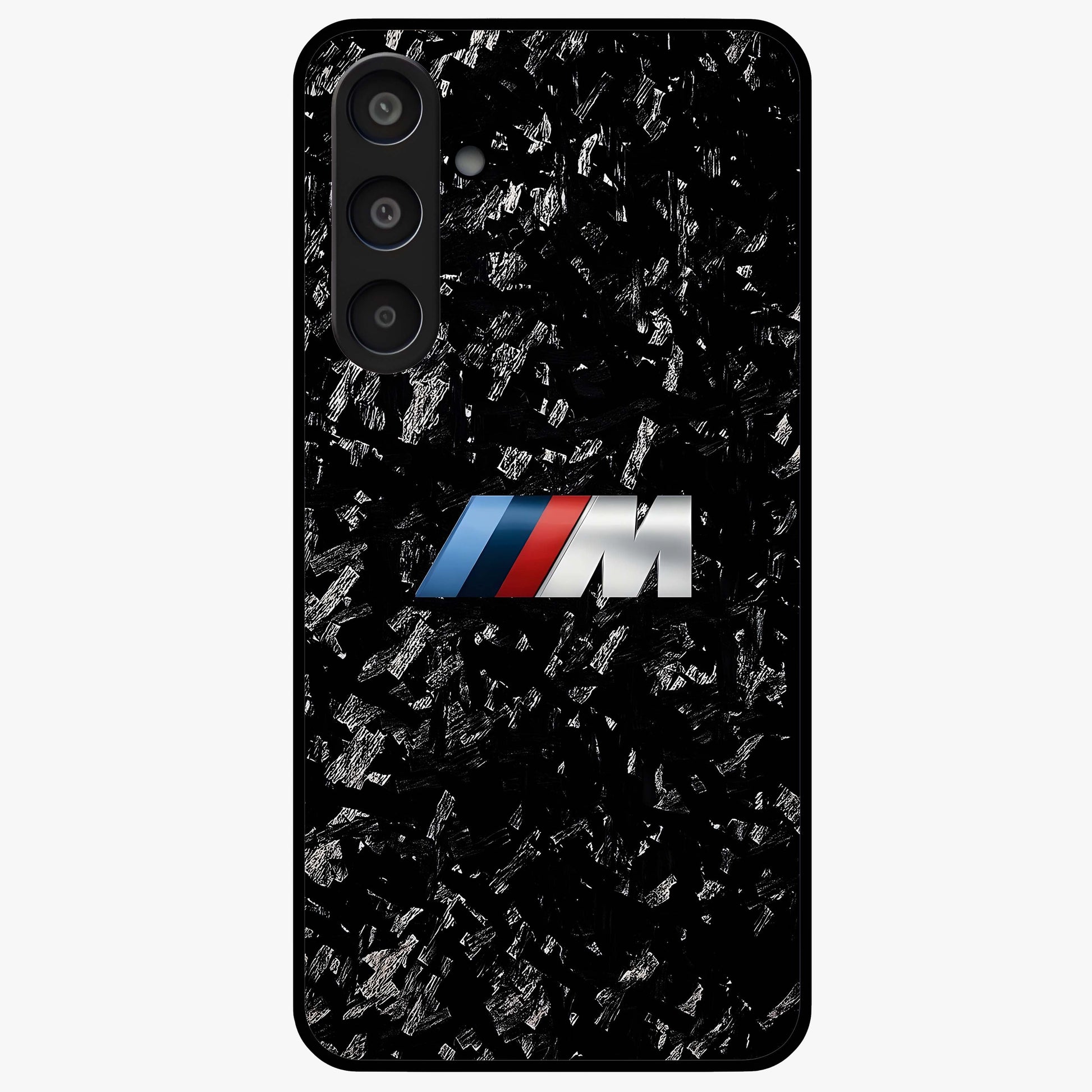 Carbon Speed Mark Glass Case showing flat back view with sporty carbon pattern artwork and glossy glass finish.