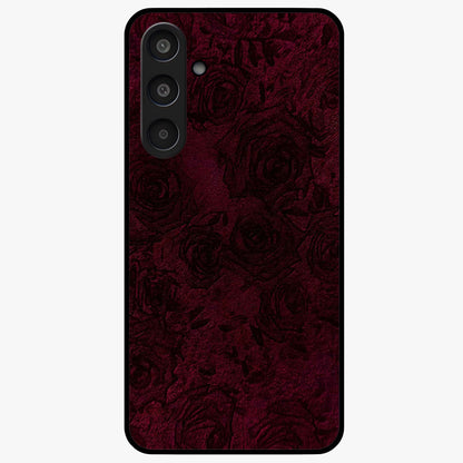 Crimson Fade Flow Glass Case showing flat back view with flowing crimson gradient artwork and glossy glass finish.