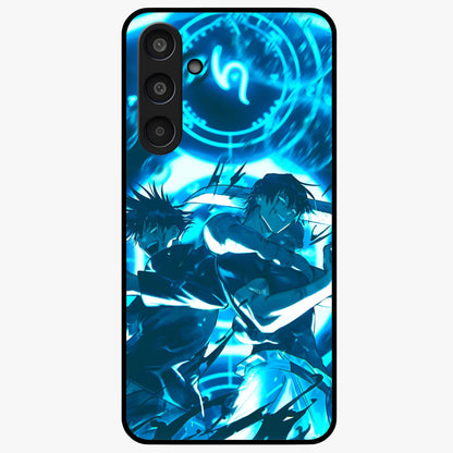 Cursed Energy Clash Glass Case showing flat back view with intense cursed energy artwork and glossy glass finish.