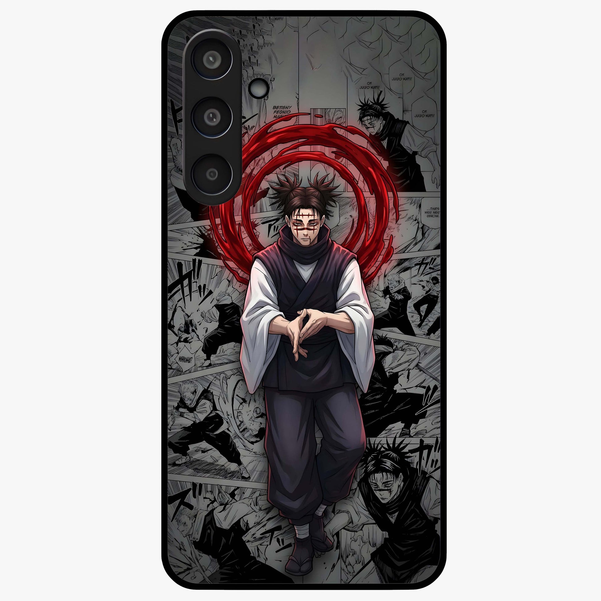 Cursed Ritual Ascension Glass Case showing flat back view with dark ritual themed artwork and glossy glass finish.