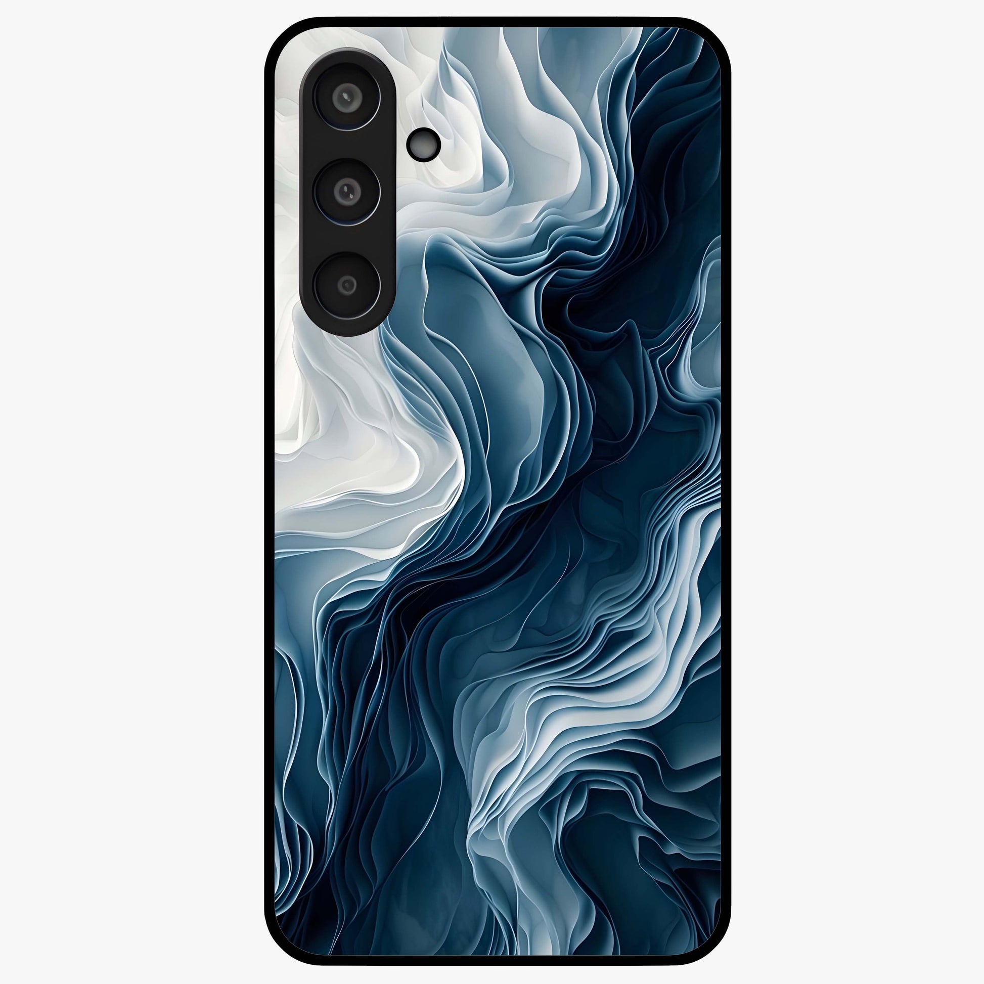 Ethereal Paper Marble Glass Case showing flat back view with soft marble paper texture artwork and glossy glass finish.