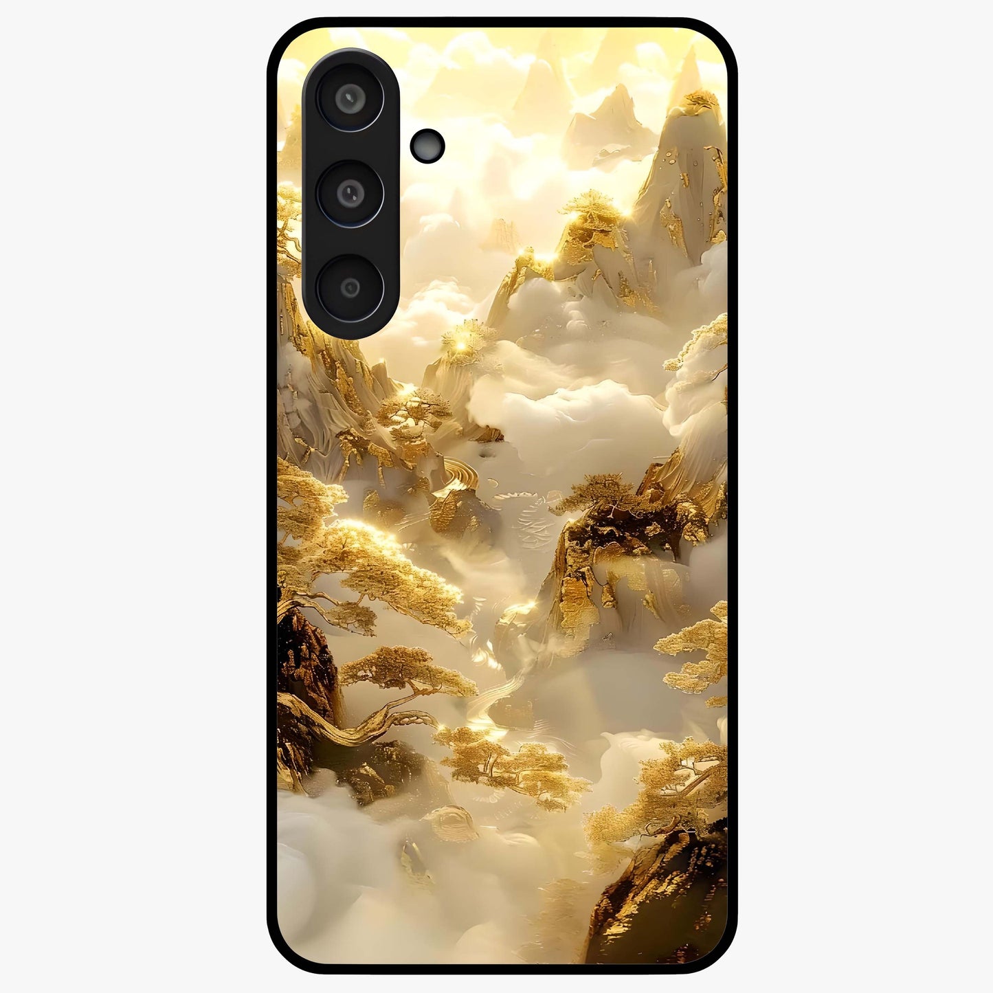 Gates Of Illumination Glass Case showing flat back view with mystical illuminated gate artwork and glossy glass finish.