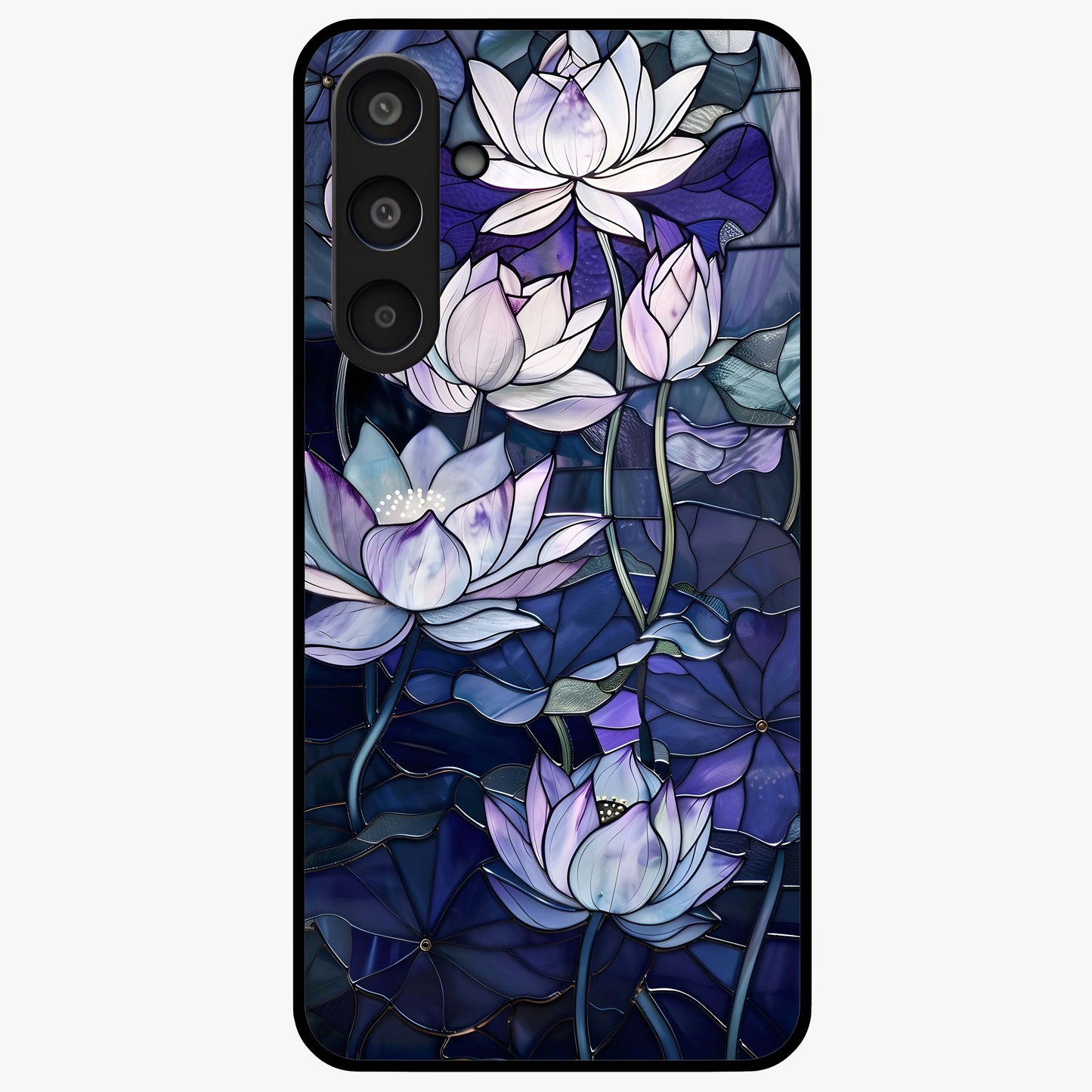 Gloss Petal Rush Glass Case showing flat back view with glossy flower petal artwork and smooth glass finish.