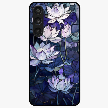 Gloss Petal Rush Glass Case showing flat back view with glossy flower petal artwork and smooth glass finish.