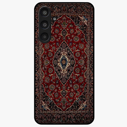Heritage Carpet Royale Glass Case showing flat back view with ornate Persian carpet inspired pattern and glossy glass finish.