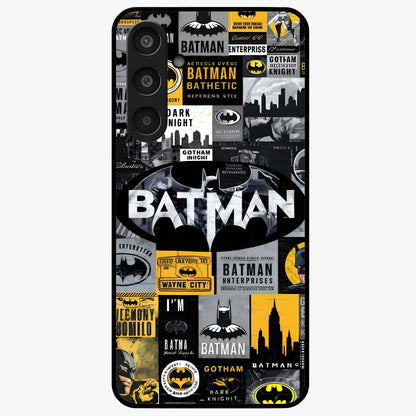 Knight Gotham Rise Glass Case showing flat back view with dark hero inspired artwork and glossy glass finish.