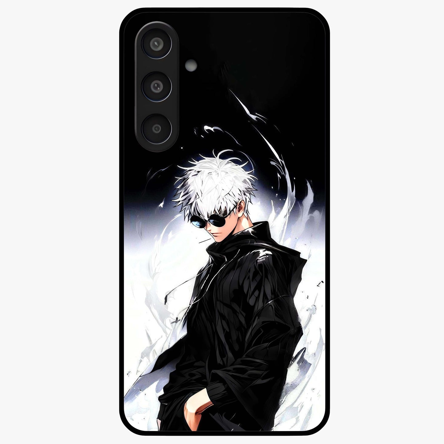 Limitless Shadow King Glass Case showing flat back view with powerful shadow warrior artwork and glossy glass finish.