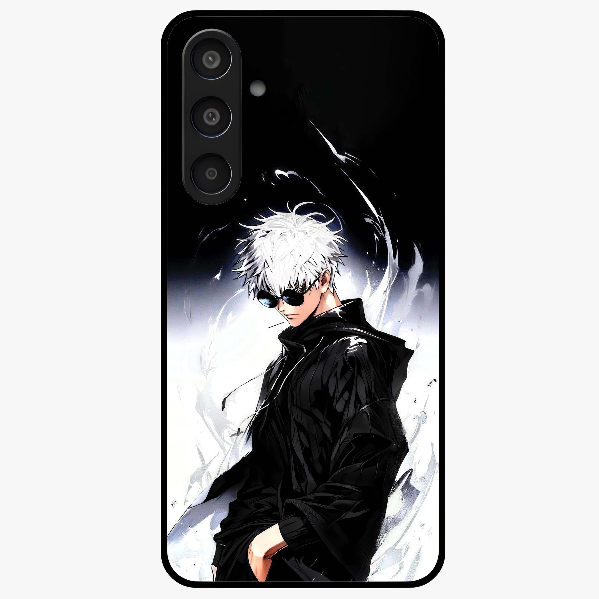 Limitless Shadow King Glass Case showing flat back view with powerful shadow warrior artwork and glossy glass finish.