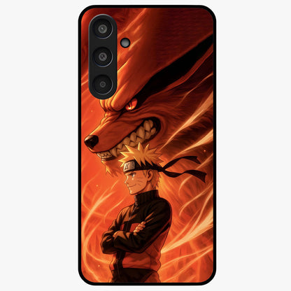 Nine Tails Legacy Glass Case showing flat back view with powerful nine-tailed fox inspired artwork and glossy glass finish.