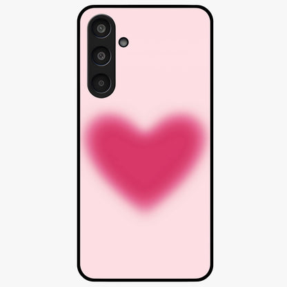 Pink Aura Heart Glass Case showing flat back view with glowing heart artwork and glossy glass finish.