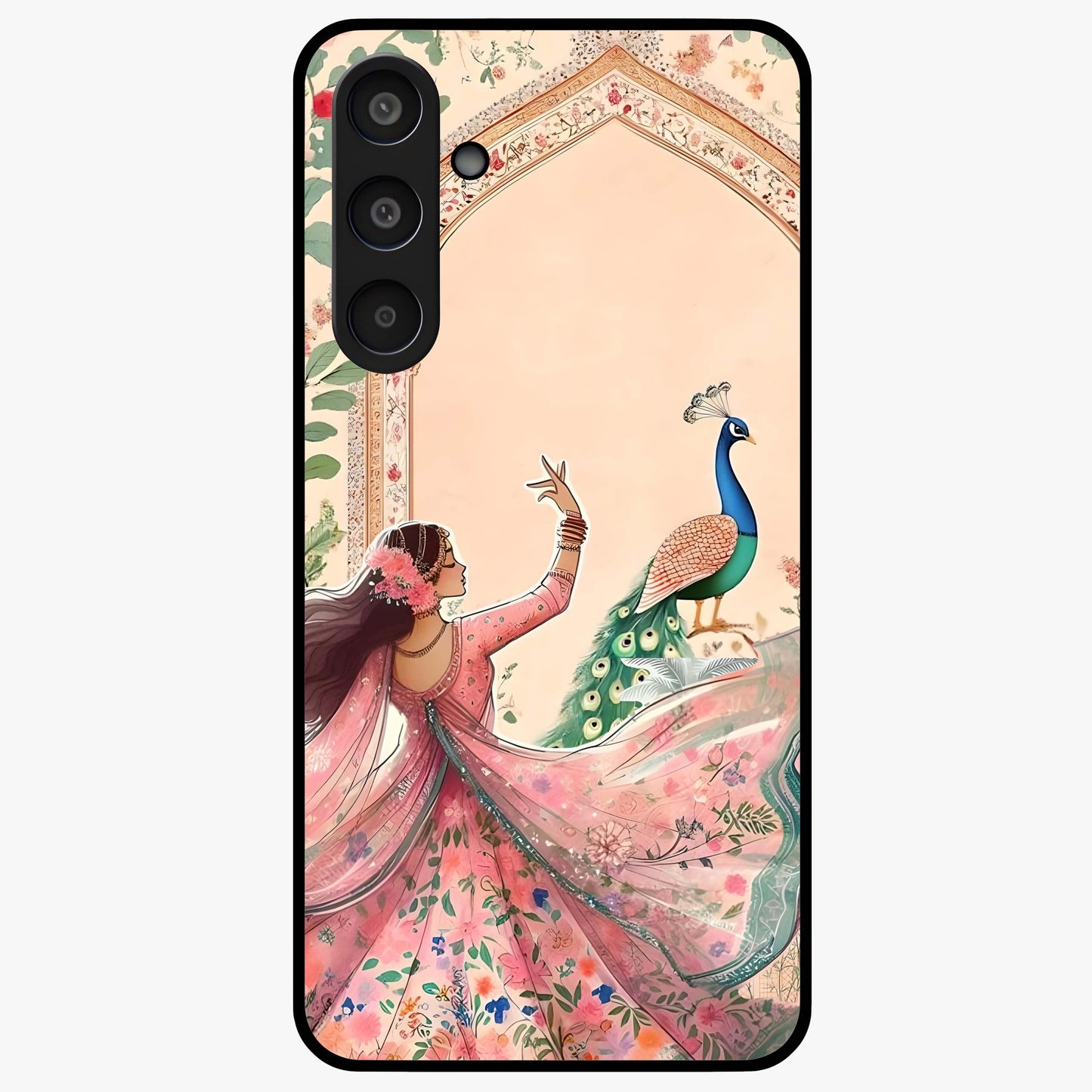 Royal Grace Muse Glass Case showing flat back view with elegant artistic artwork and glossy glass finish.