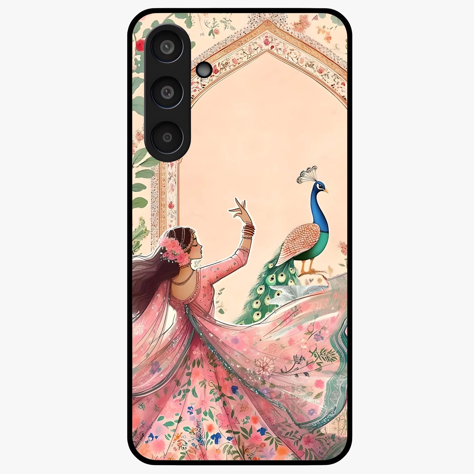 Royal Grace Muse Glass Case showing flat back view with elegant artistic artwork and glossy glass finish.