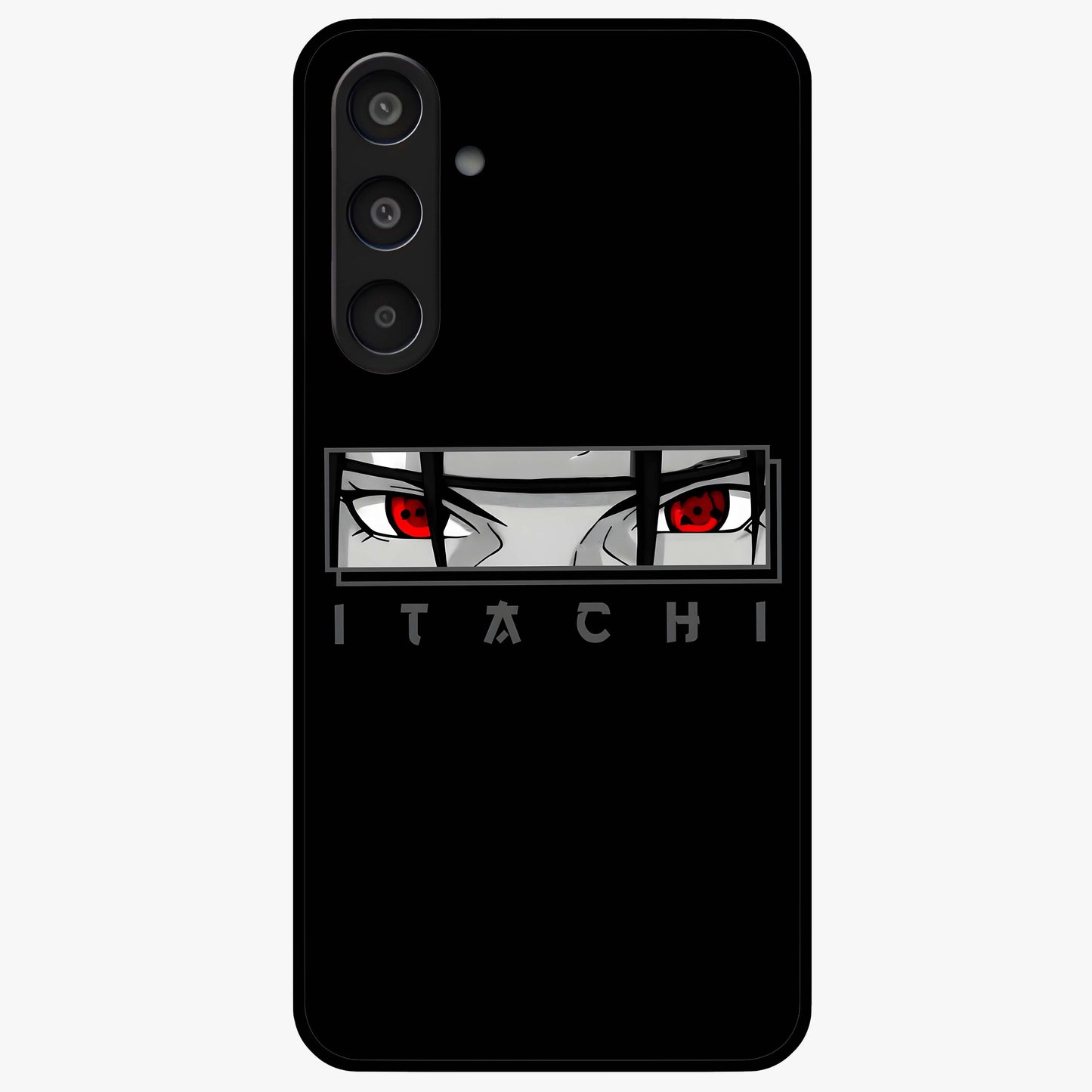 Scarlet Gaze Dominance Glass Case showing flat back view with striking red themed artwork and glossy glass finish.