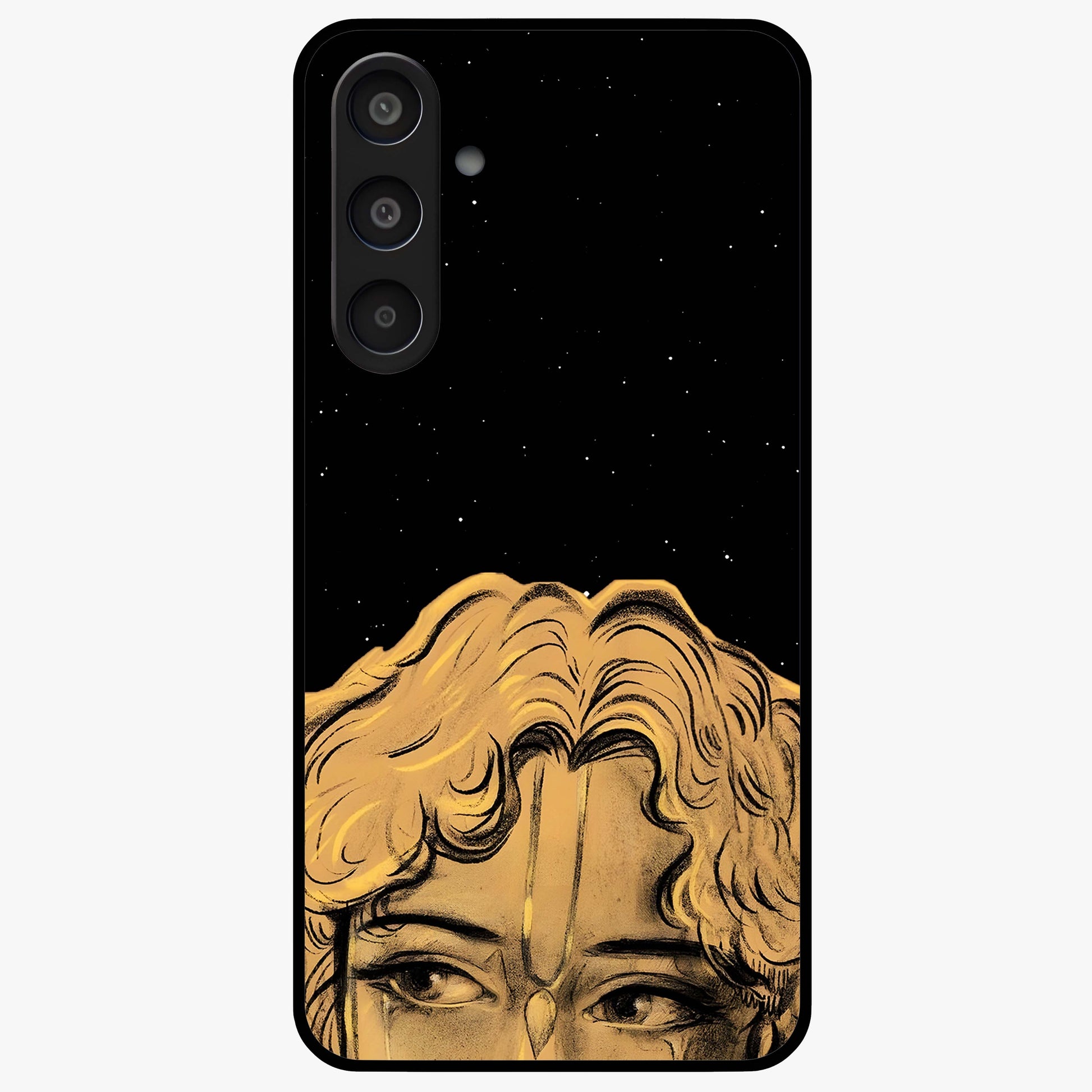 Shri Krishna Art Glass Case showing flat back view with devotional Krishna artwork and glossy glass finish.