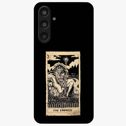 The Empress Glass Case showing flat back view with regal feminine artwork and glossy glass finish.