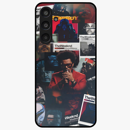 The Weeknd Glass Case showing flat back view with music inspired artistic portrait artwork and glossy glass finish.