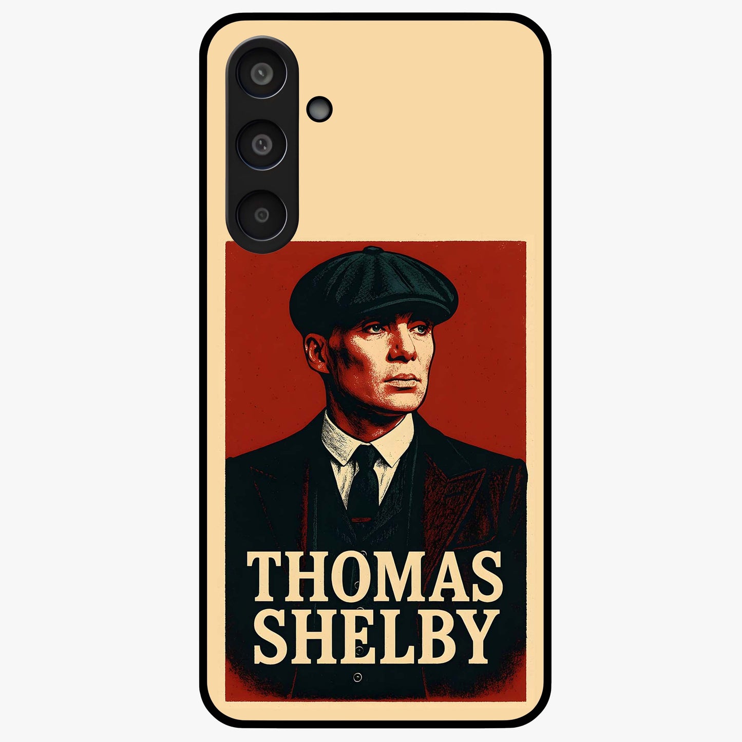 Vintage Mafia Authority Glass Case showing flat back view with bold vintage mafia inspired artwork and glossy glass finish.