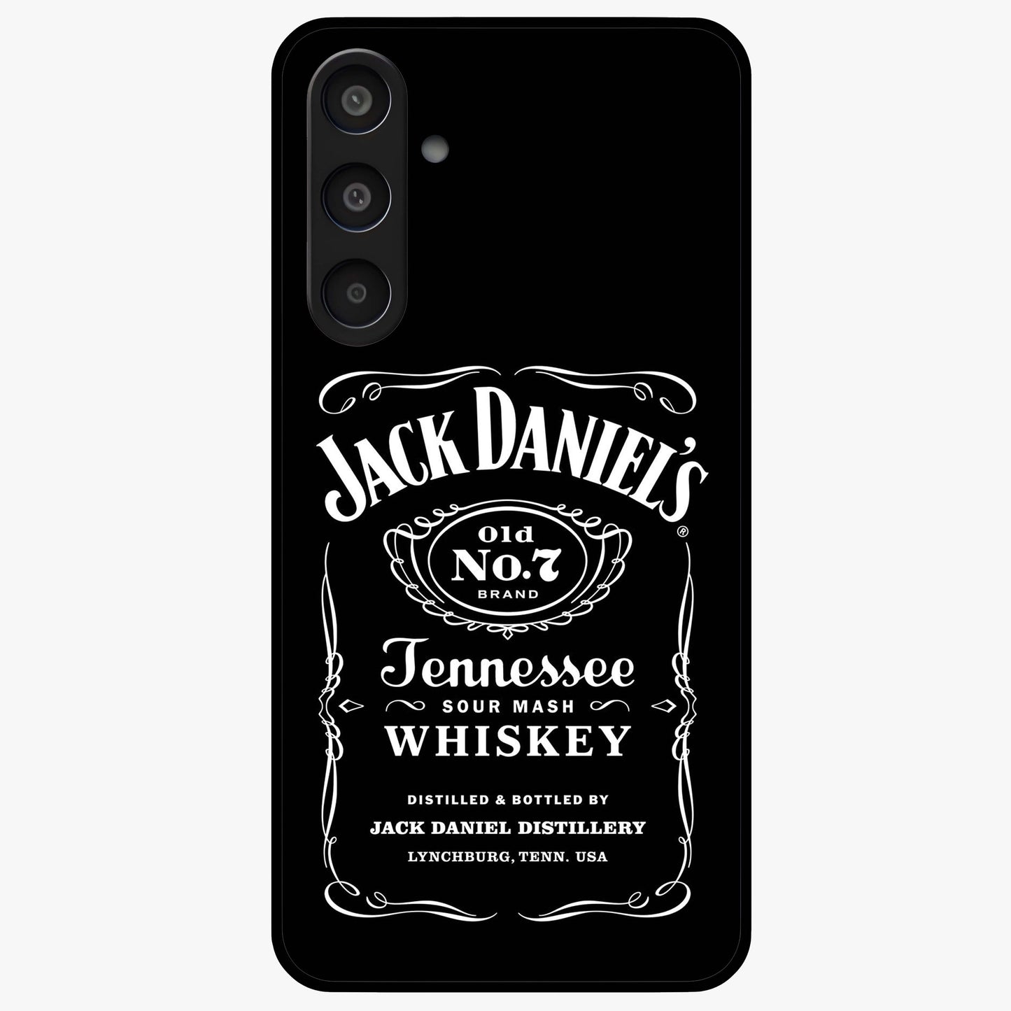 Vintage Whiskey Heritage Glass Case showing flat back view with classic whiskey inspired artwork and glossy glass finish.