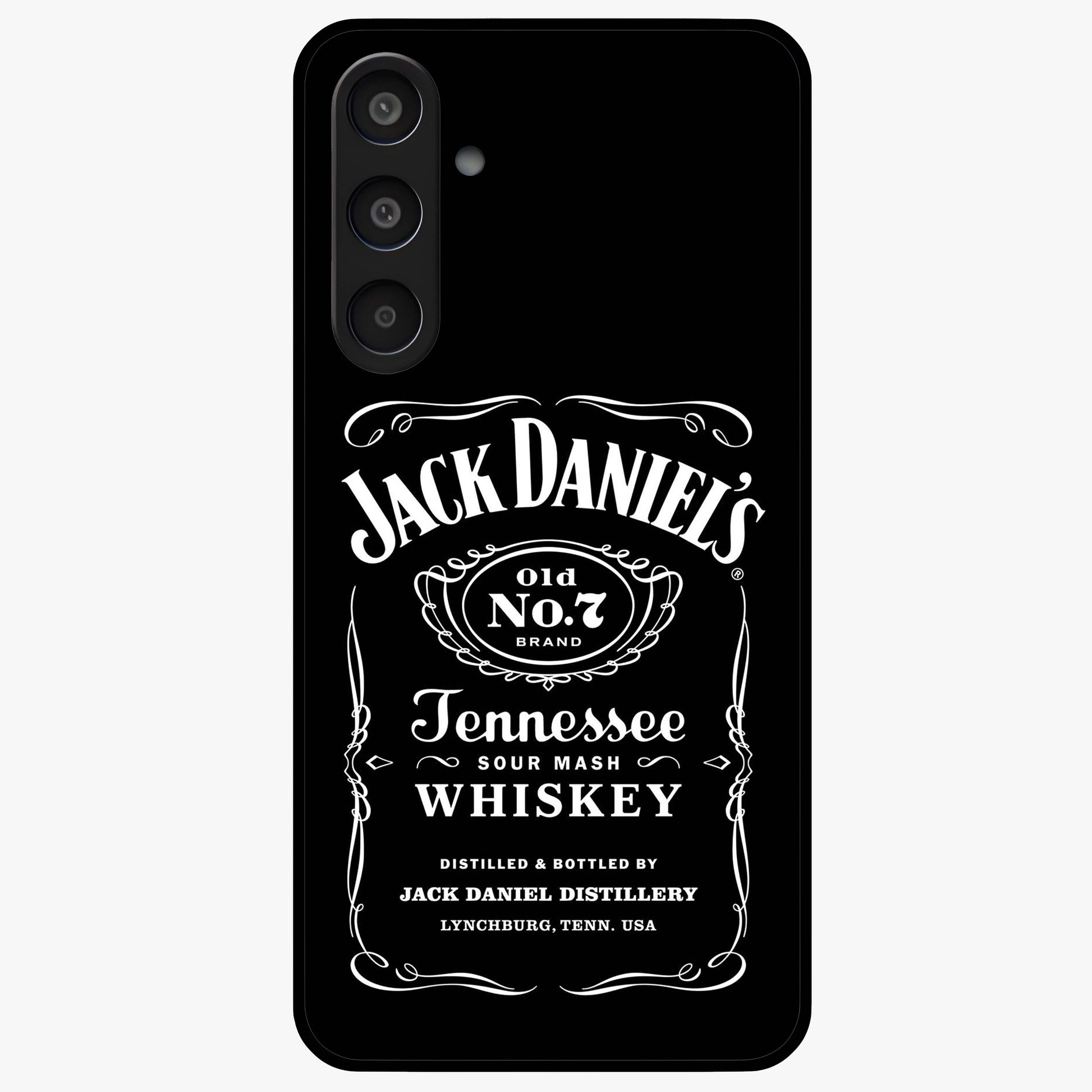 Vintage Whiskey Heritage Glass Case showing flat back view with classic whiskey inspired artwork and glossy glass finish.