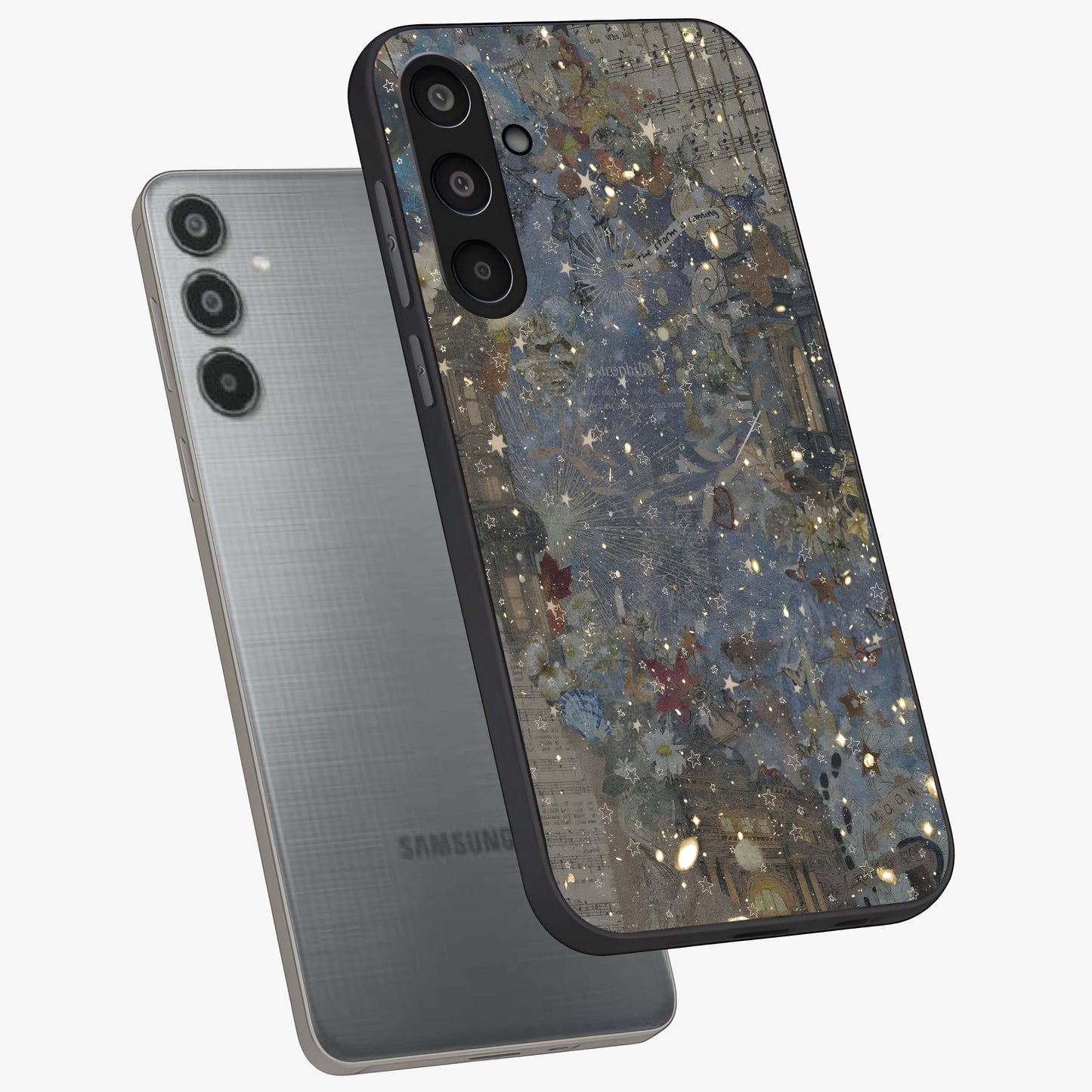 Aesthetic Astrolophia Glass Case displayed in angled mockup highlighting artistic aesthetic elements and smooth glass surface.