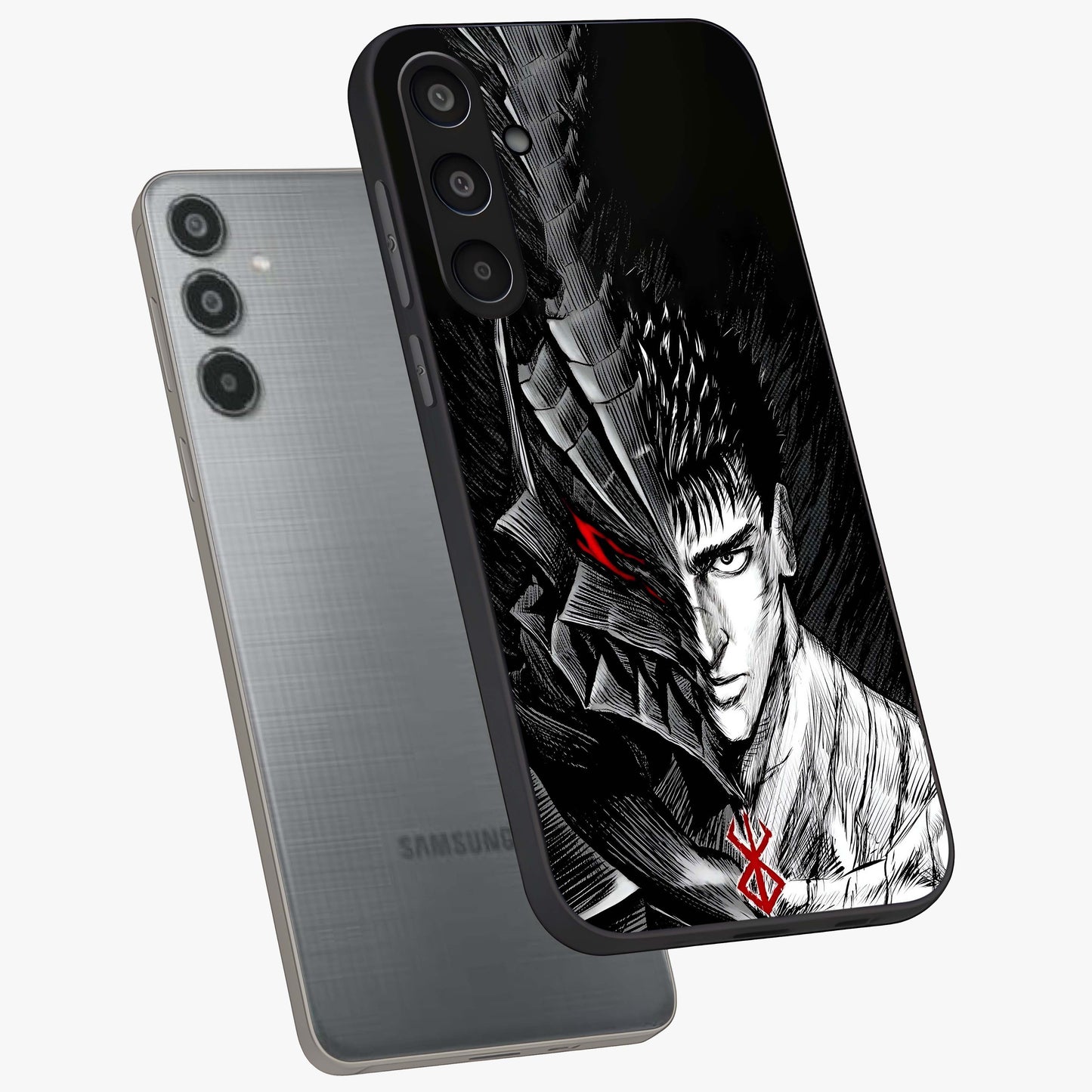 Berserker Blood Oath Glass Case displayed in angled mockup highlighting dark fantasy graphic design and powerful theme.