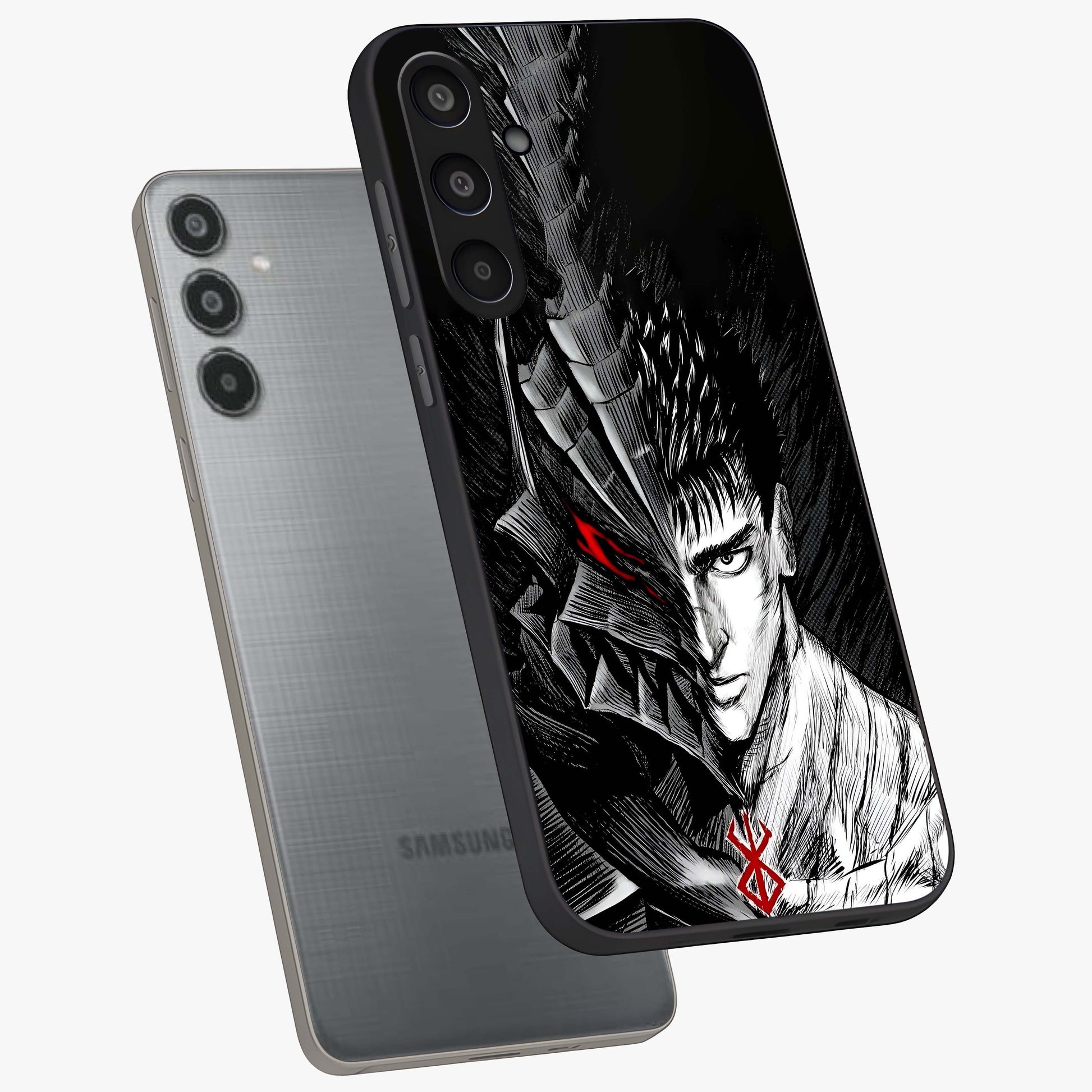 Berserker Blood Oath Glass Case displayed in angled mockup highlighting dark fantasy graphic design and powerful theme.