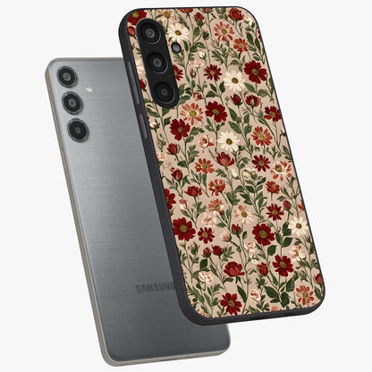 Biege Flower With Leaf Glass Case displayed in angled mockup highlighting minimal floral leaf design and elegant aesthetic.