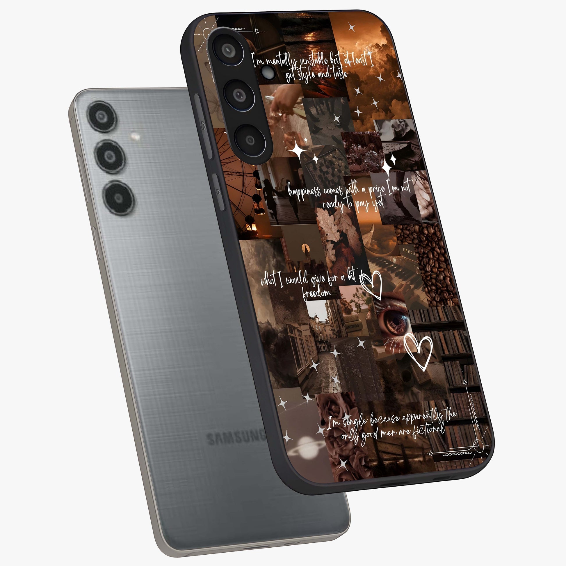 Bittersweet Aesthetic Chaos Glass Case displayed in angled mockup highlighting expressive abstract artwork and edgy aesthetic theme.