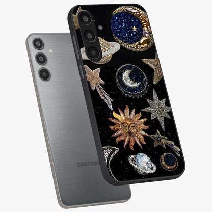 Celestial Gem Constellations Glass Case displayed in angled mockup highlighting gemstone inspired constellation design.