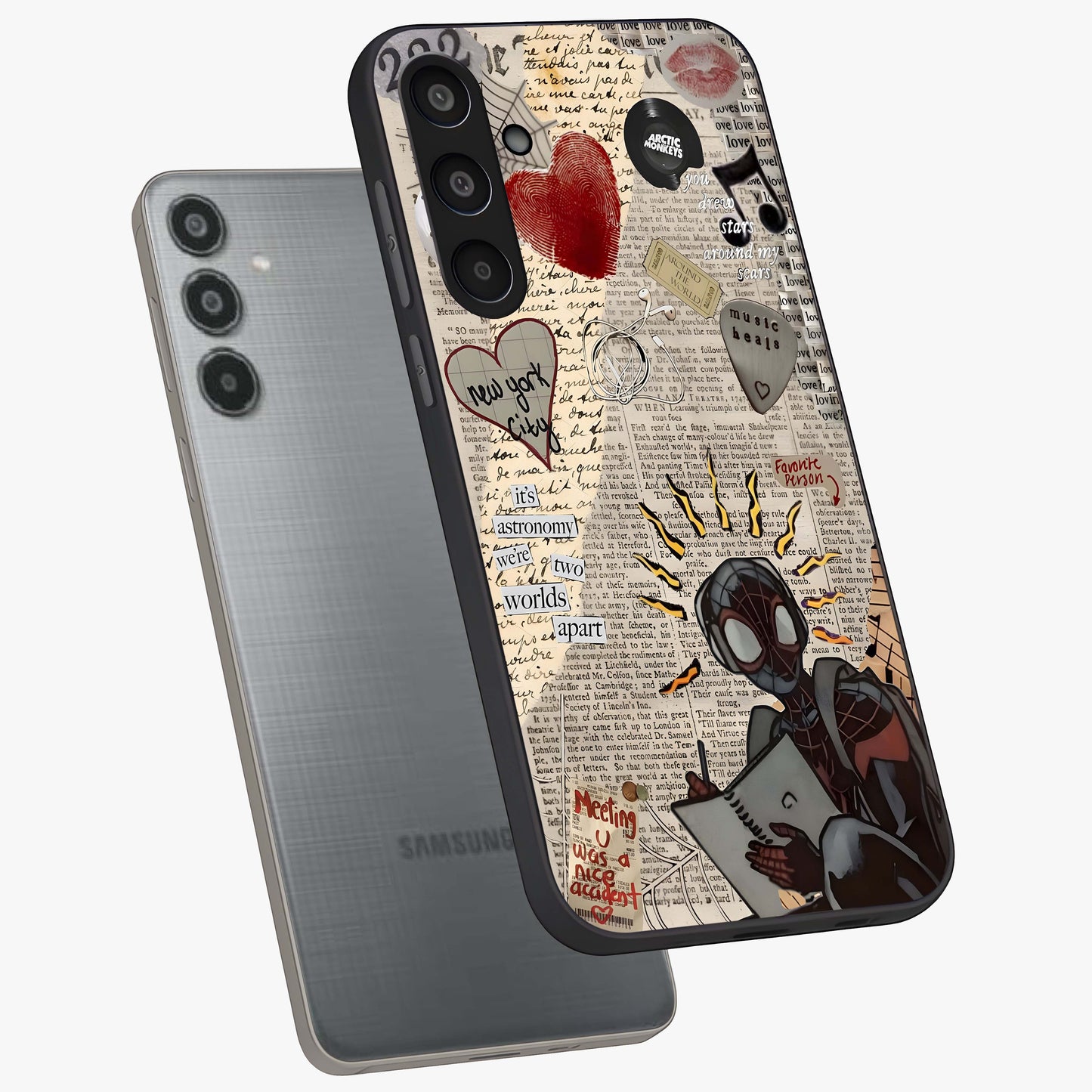 City Dream Sketch Glass Case displayed in angled mockup highlighting minimal city illustration with aesthetic sketch style.