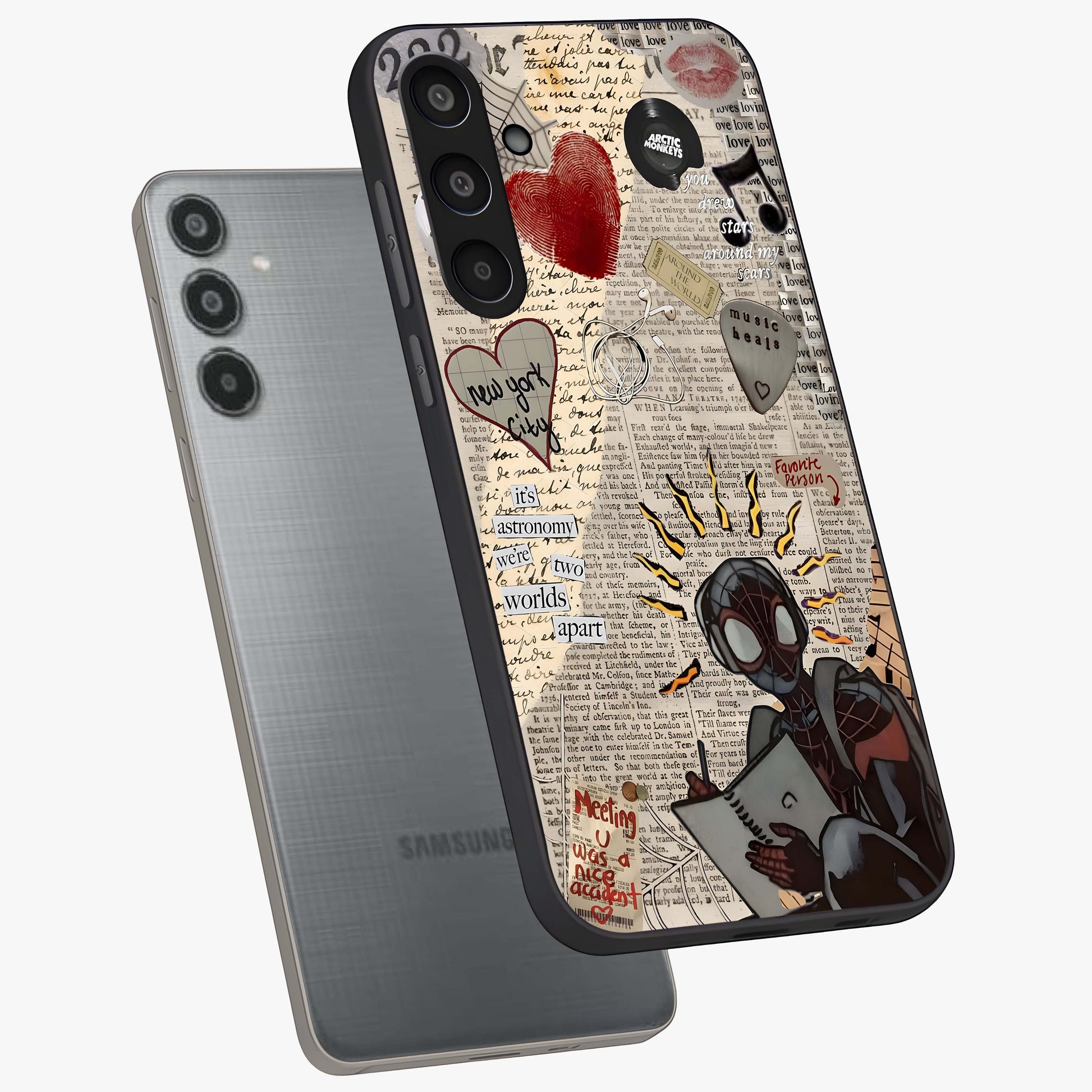 City Dream Sketch Glass Case displayed in angled mockup highlighting minimal city illustration with aesthetic sketch style.