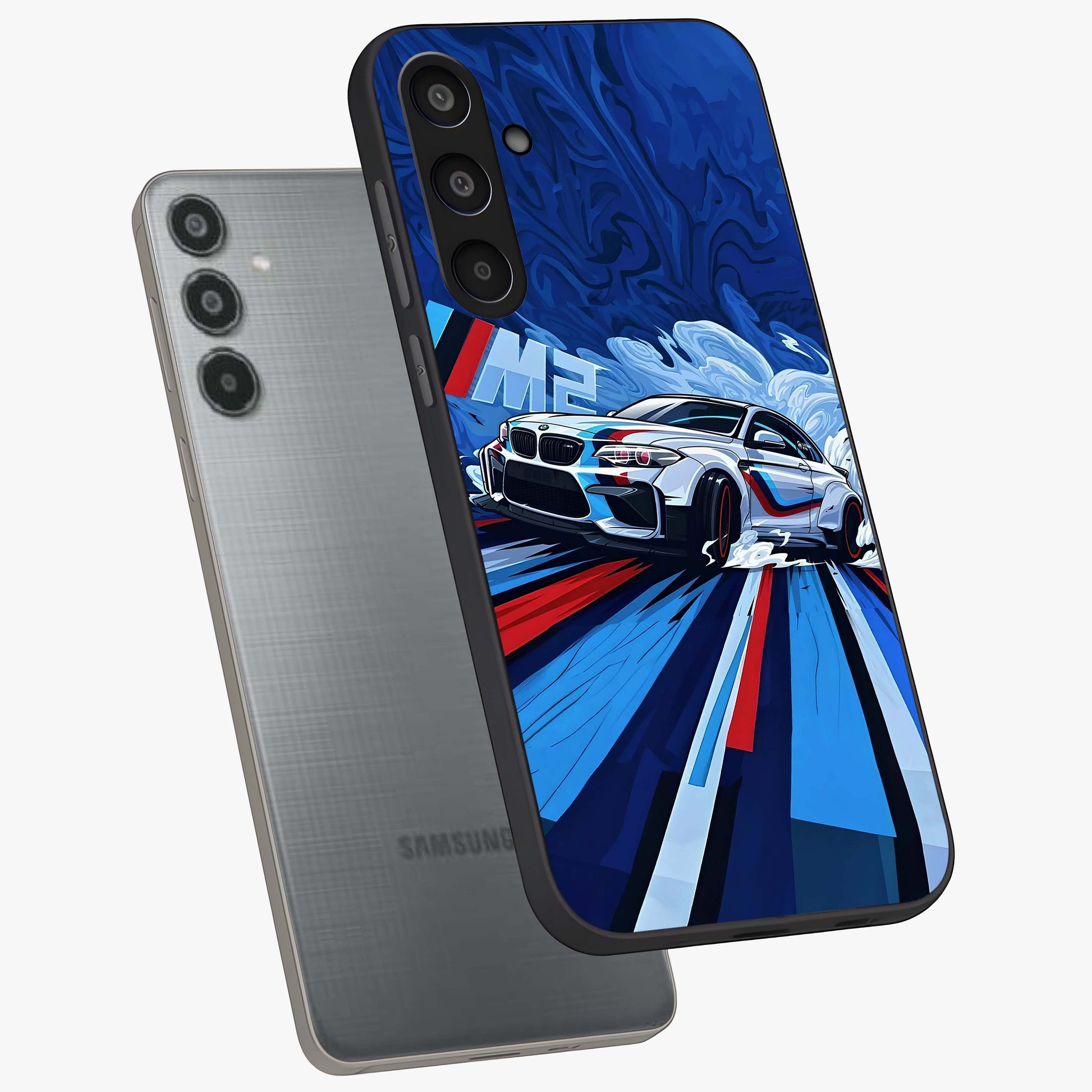 Drift Power Rush Glass Case displayed in angled mockup highlighting powerful drift car design with sporty aesthetic style.