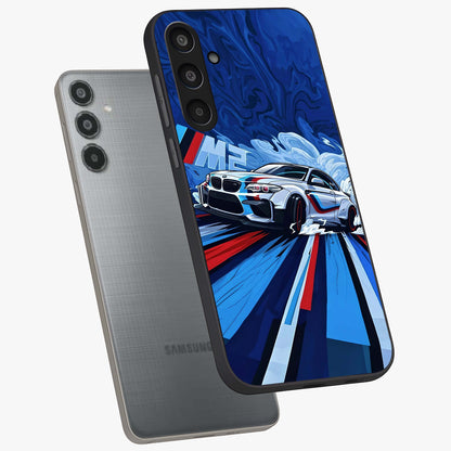 Drift Power Rush Glass Case displayed in angled mockup highlighting powerful drift car design with sporty aesthetic style.