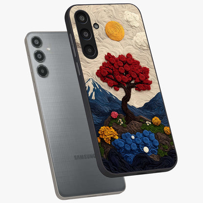 Eternal Nature Tapestry Glass Case displayed in angled mockup highlighting detailed botanical pattern with artistic aesthetic.