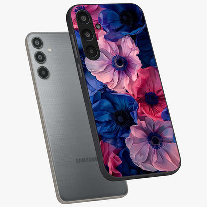 Flower Paper Art Pattern Glass Case displayed in angled mockup highlighting layered paper flower design with artistic aesthetic.