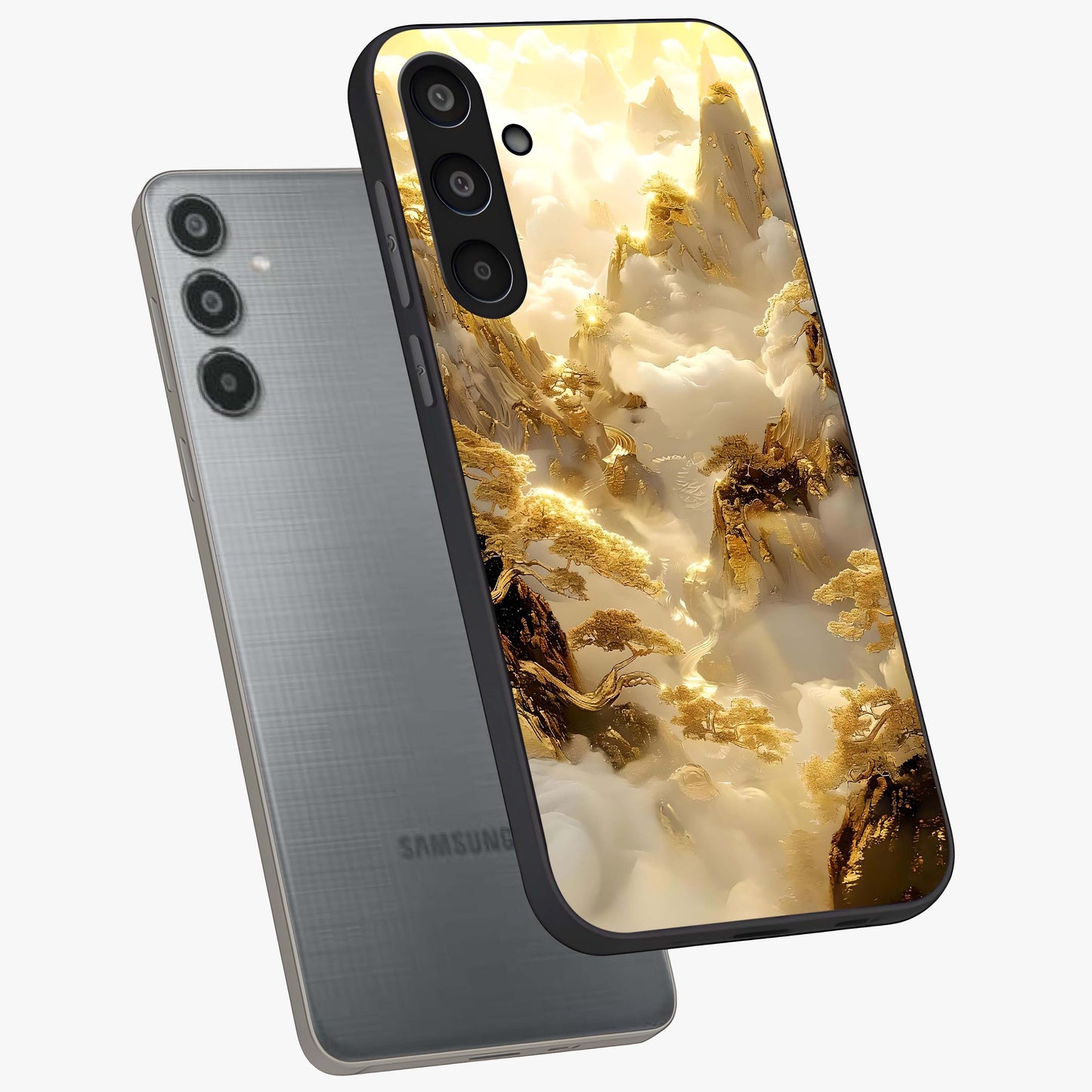 Gates Of Illumination Glass Case displayed in angled mockup highlighting radiant portal inspired design with fantasy aesthetic.