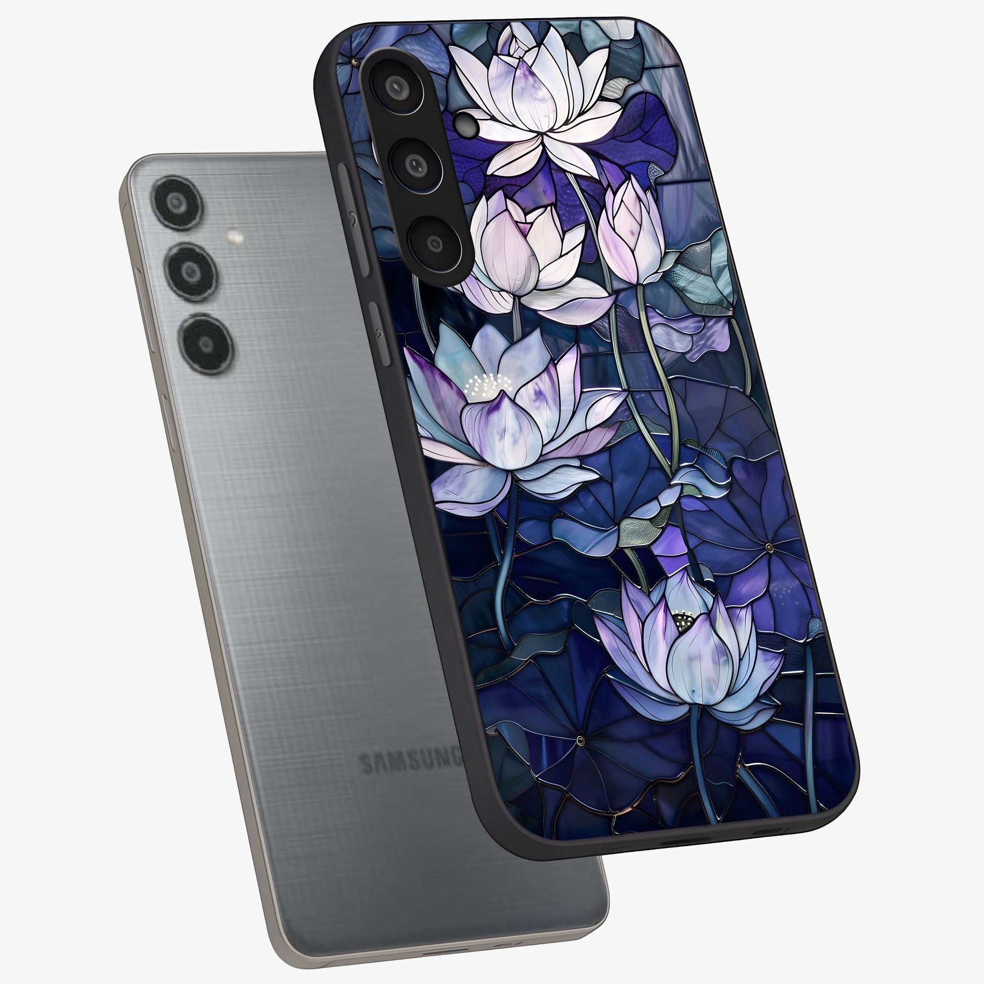 Gloss Petal Rush Glass Case displayed in angled mockup highlighting vibrant petal design with elegant floral aesthetic.