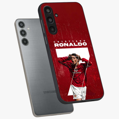 Goal Celebration Legacy Glass Case displayed in angled mockup highlighting energetic sports celebration design with bold athletic theme.