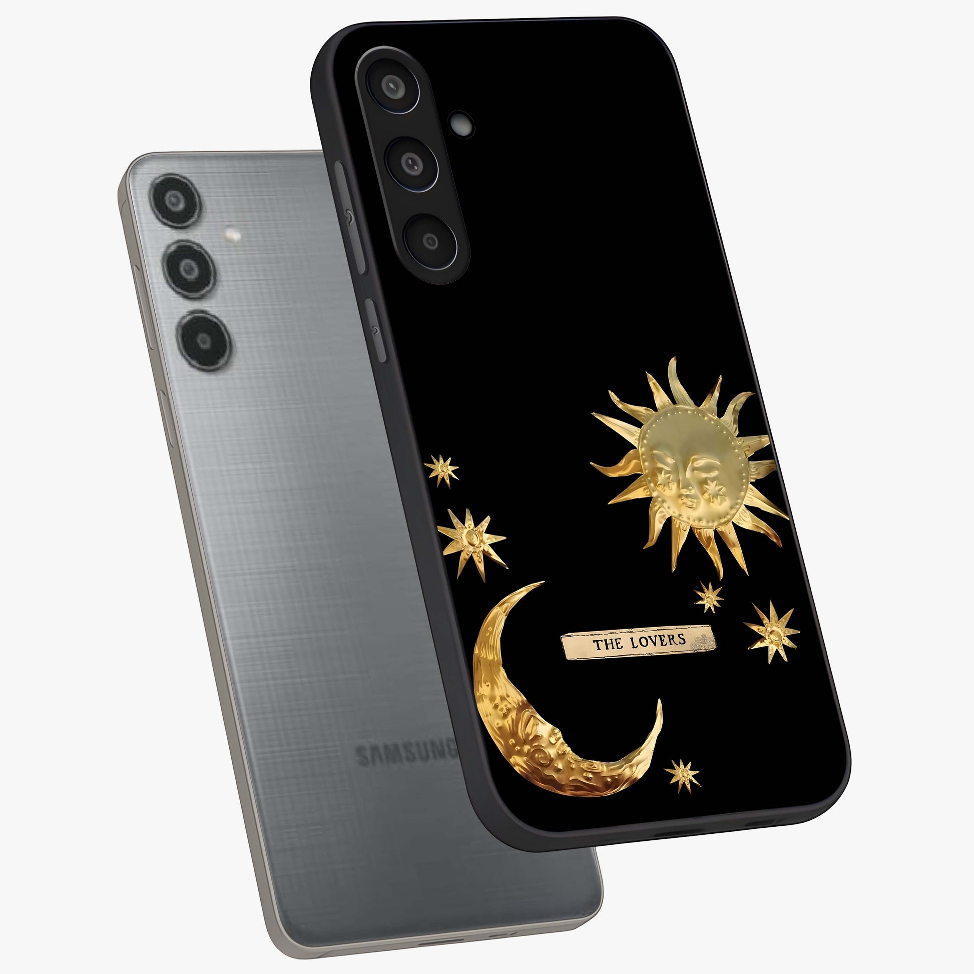 Gold Sun Blush Glass Case displayed in angled mockup highlighting radiant sun design with warm golden aesthetic.