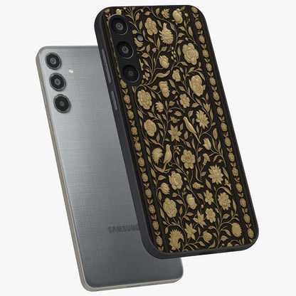 Golden Evil Eye Mandala Glass Case displayed in angled mockup highlighting protective evil eye symbol with golden mandala design.