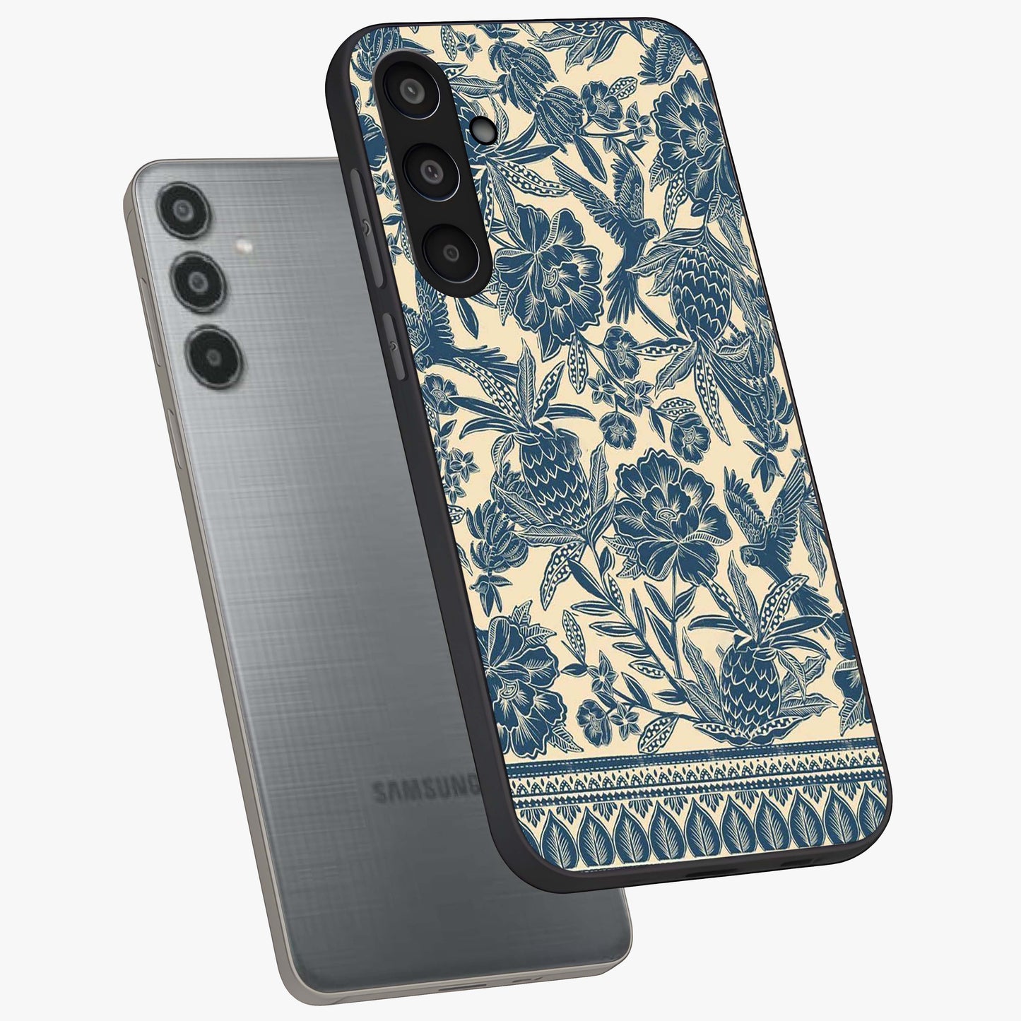 Heirloom Wild Bloom Glass Case displayed in angled mockup highlighting botanical bloom design with classic aesthetic style.