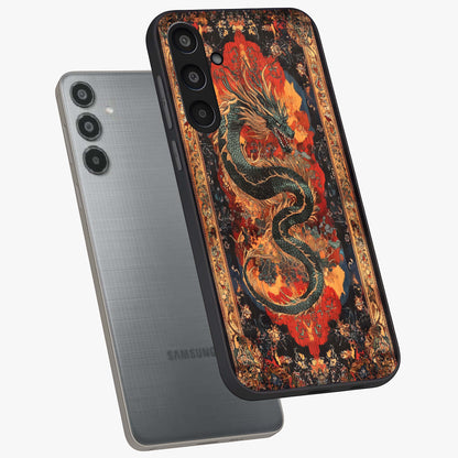 Inferno Dragon Soul Glass Case displayed in angled mockup highlighting powerful dragon illustration with inferno aesthetic.