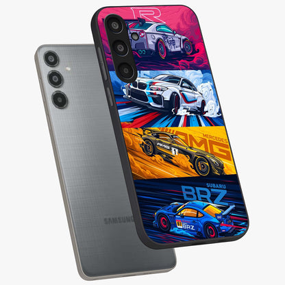 JDM Sports Car Glass Case displayed in angled mockup highlighting sleek Japanese racing car design with automotive aesthetic.
