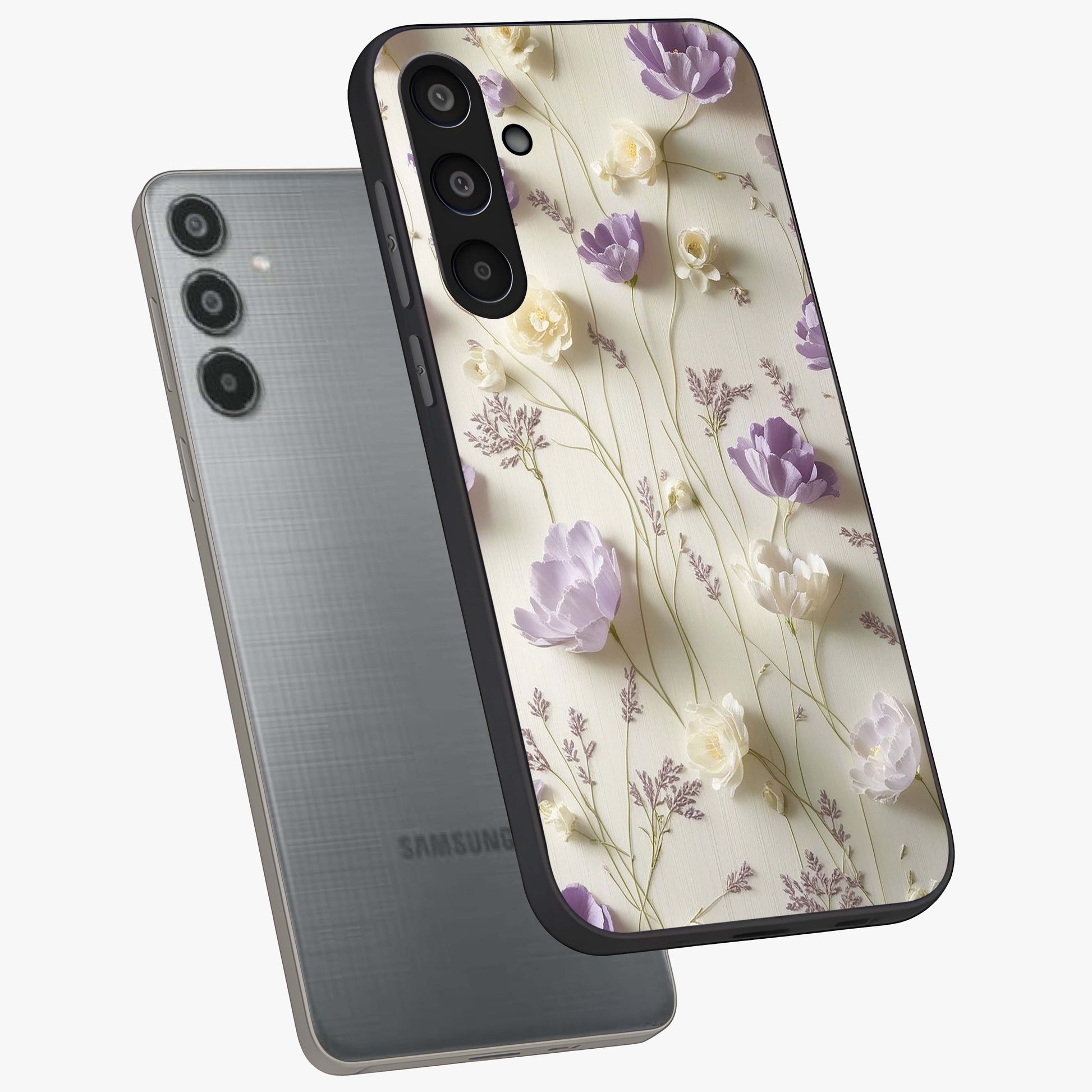 Lilac Breeze Harmony Glass Case displayed in angled mockup highlighting calm lilac breeze design with soothing aesthetic style.