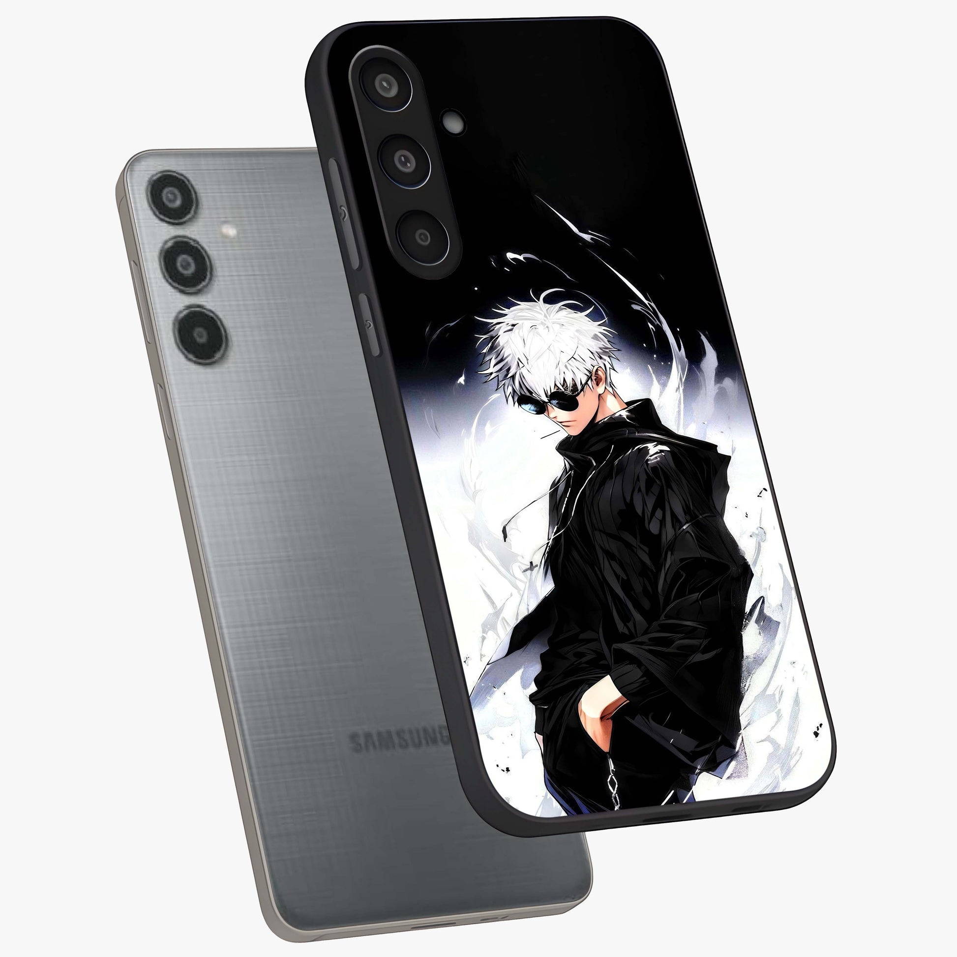 Limitless Shadow King Glass Case displayed in angled mockup highlighting dramatic dark hero design with intense aesthetic.