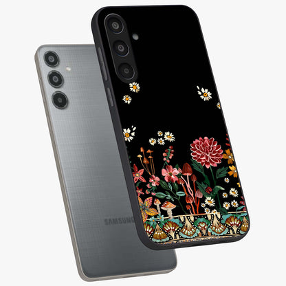 Midnight Bloom Pattern Glass Case displayed in angled mockup highlighting elegant flower design with midnight aesthetic style.