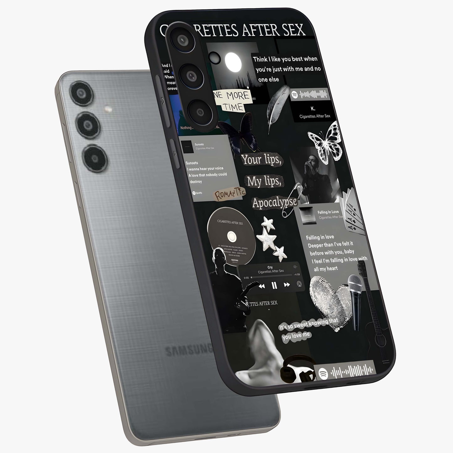 Midnight Love Echo Glass Case displayed in angled mockup highlighting elegant love inspired design with deep aesthetic style.